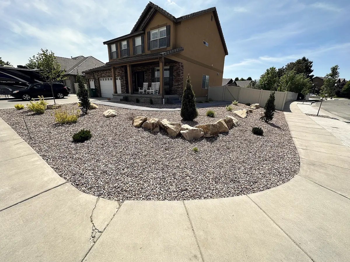 Rock front yard with boulders