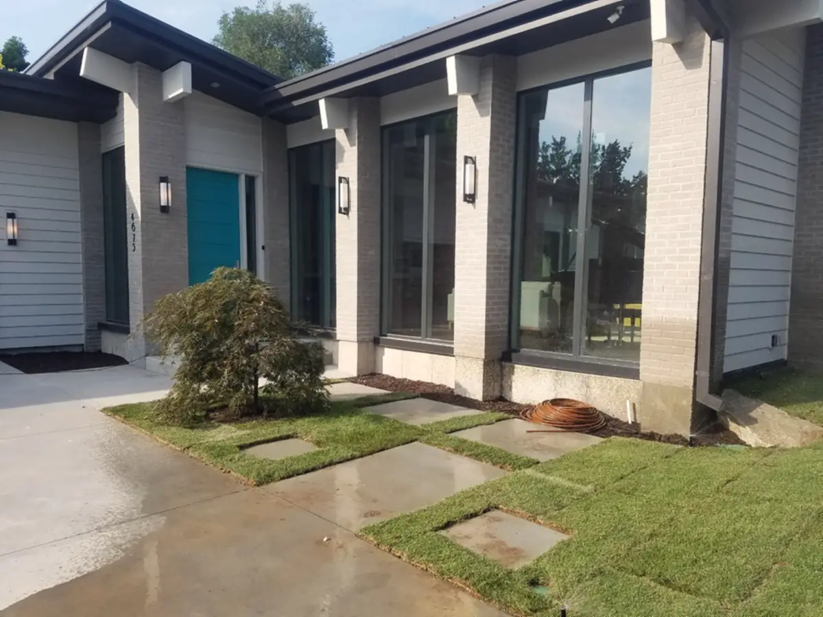 Stepping stones set in sod