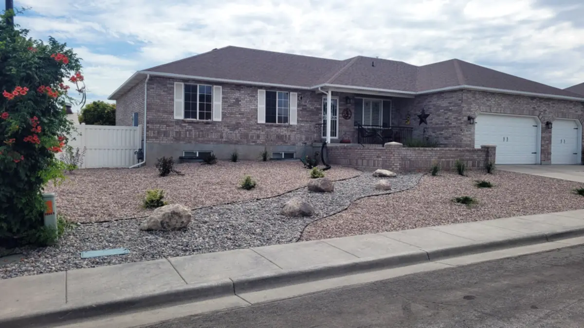 Front yard converted to rock and boulders