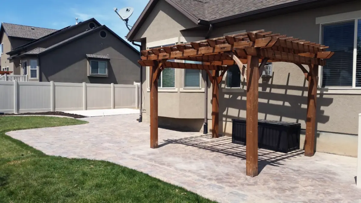 Cedar pergola on a new patio