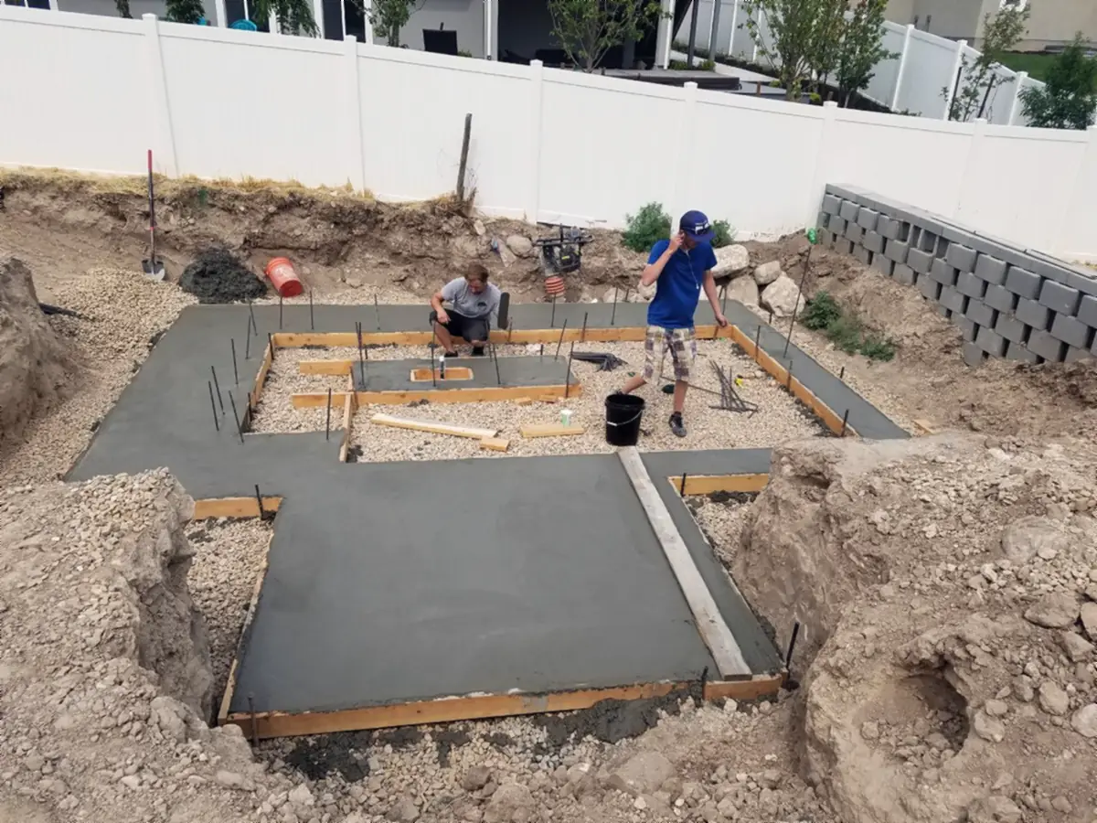 Fire lounge: pouring the footings