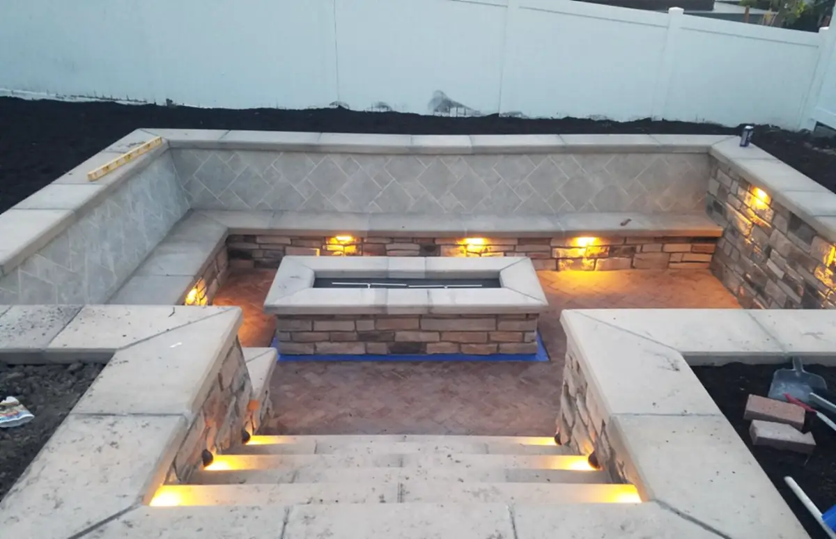 Sunken fire lounge, finished